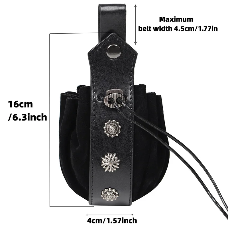 New Unisex Medieval Vintage Exquisite Waist Bag Hanging Belt Purse Faux Leather Portable Coin Money Pouch Drawstring Bag Cosplay