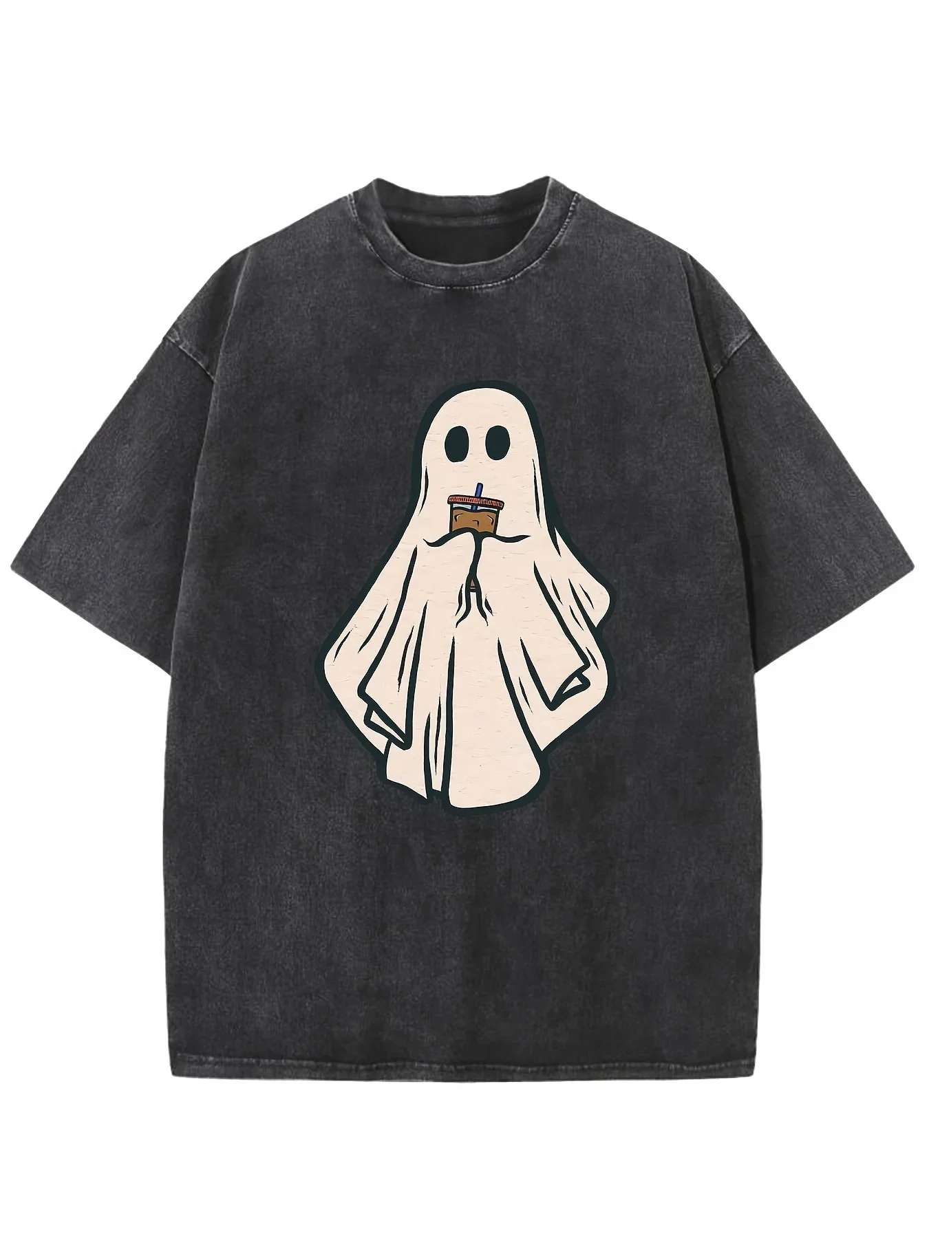 

Men's Halloween Midnight Ghost & Monster pattern printed 100% pure cotton short-sleeved street horror cute top