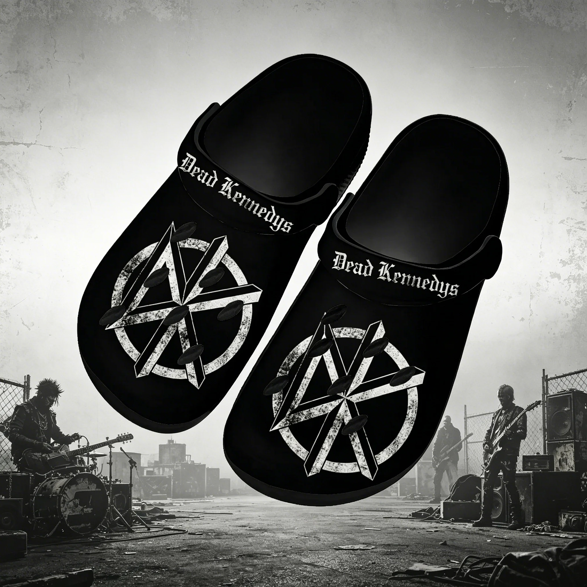 

Dead Rock Band Kennedys Unisex Slide Sandals Summer Beach Casual Open Slippers Band Logo Print