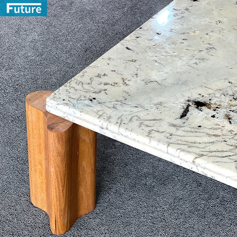 Royal Style Natural Modern Low Plinth Pandora Marble Coffee Table With 4 Leg for Villa Hotel Home Living Room Furniture