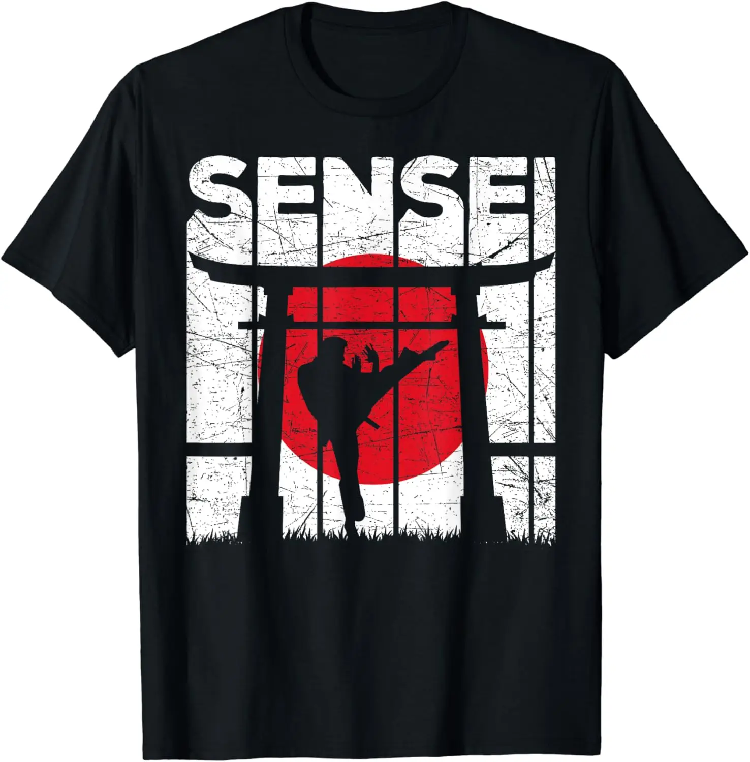 Винтажная графическая футболка Sensei с японским флагом, боевыми искусствами, воротами Torii, винтажная Классическая модная уличная одежда, топы с коротким рукавом и круглым вырезом