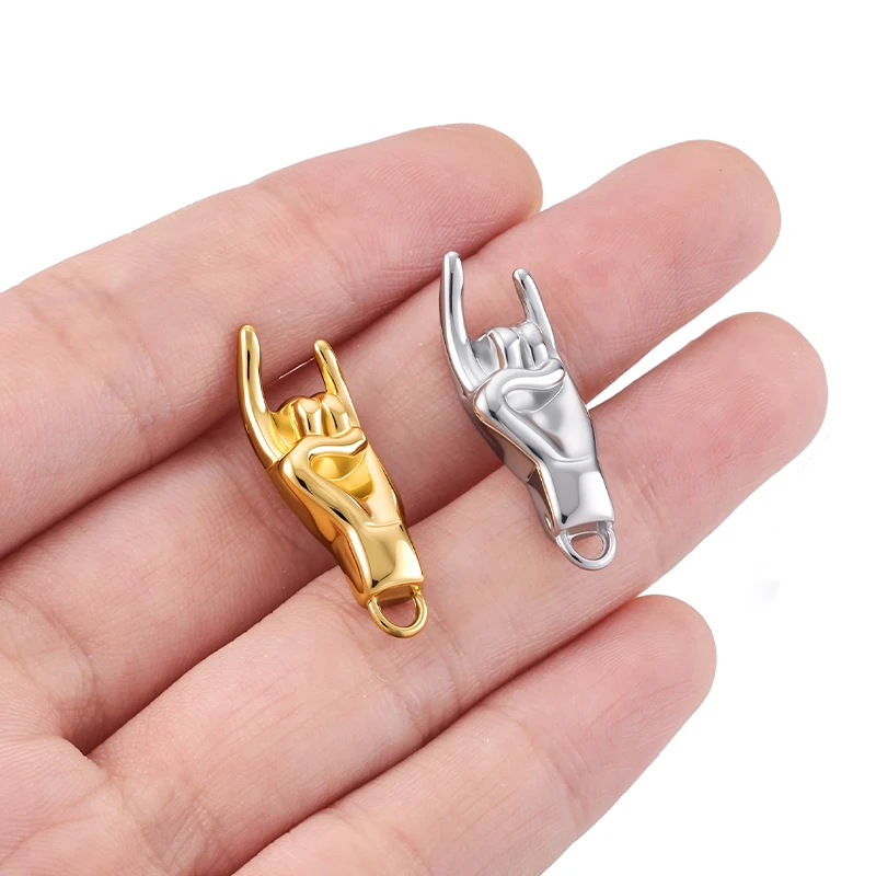 3pcs Stainless Steel Good Luck Hand Symbol Charms Pendants for Jewelry Making DIY Bracelet Necklace Earring Findings Accessories