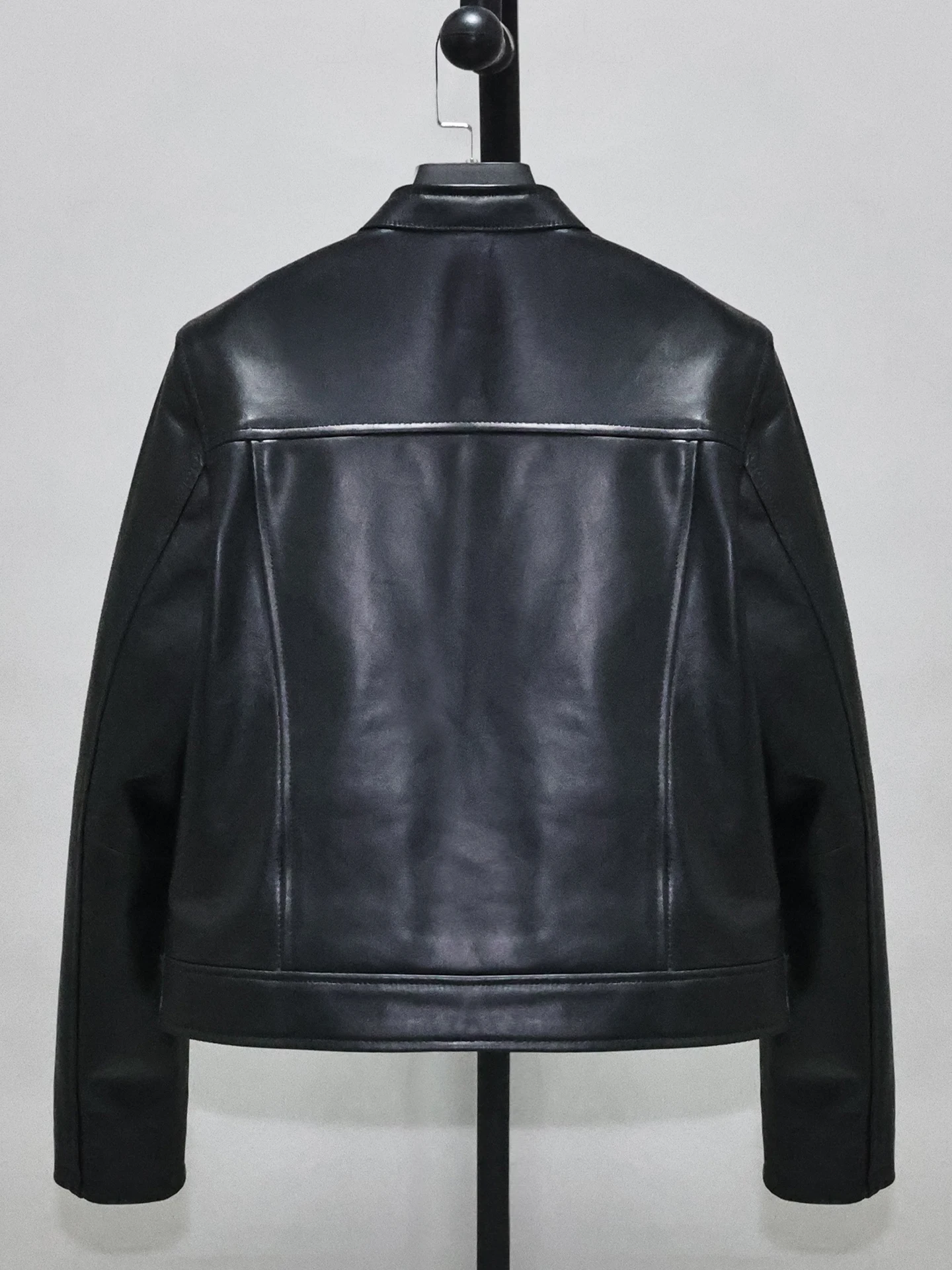Sheepskin Leather Jacket For Women Short Loose Stand Collar Motorcycle Biker Jacket Outwear Women Autumn Winter