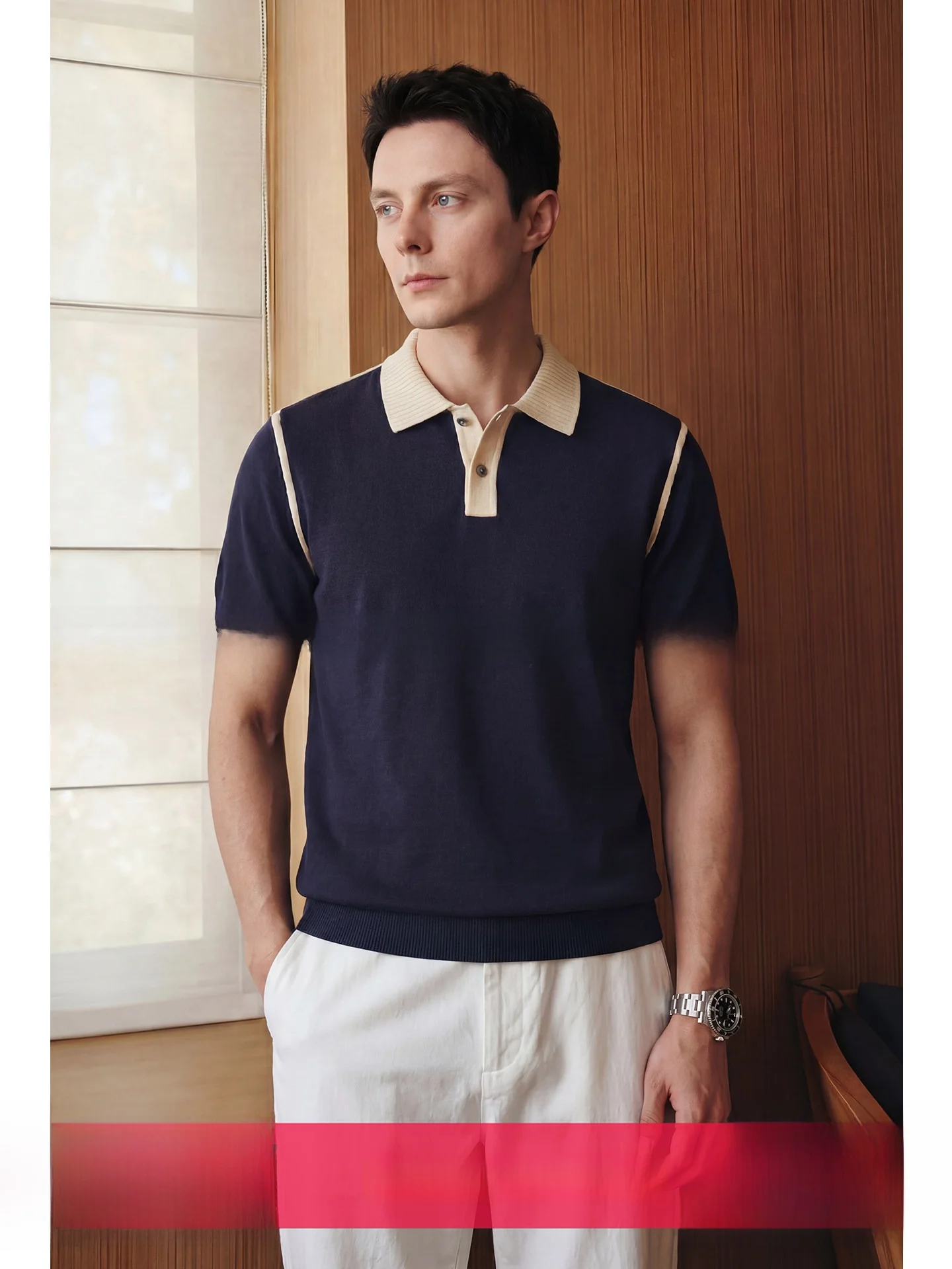 camicia-a-maniche-corte-da-uomo-uader-con-colletto-colori-a-contrasto-moda-estiva-abbigliamento-casual-vestibilita-standard-misto-poliestere