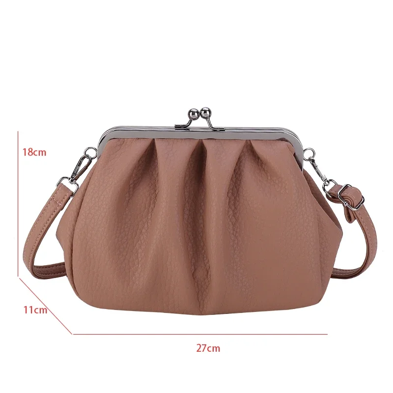 2024 New Designer Pleated Cloud Bag For Women Fashion Hobo Handbag Clutch Clip Purse High Quality Pu Leather Crossbody Bag Small