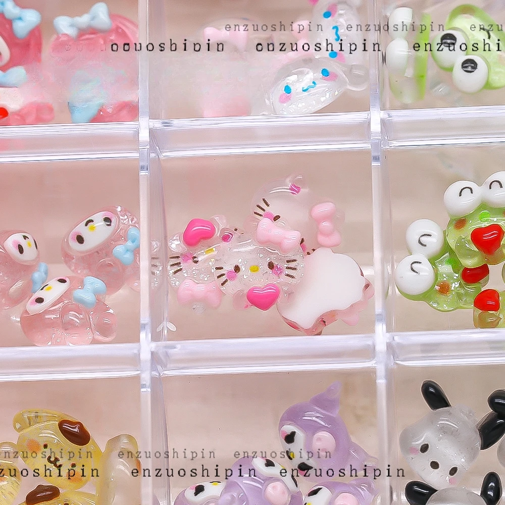 Juego de 50 dijes para uñas, decoración de resina 3D de gran tamaño Kuromi y Pochacco para decoración de uñas Kawaii atrevida