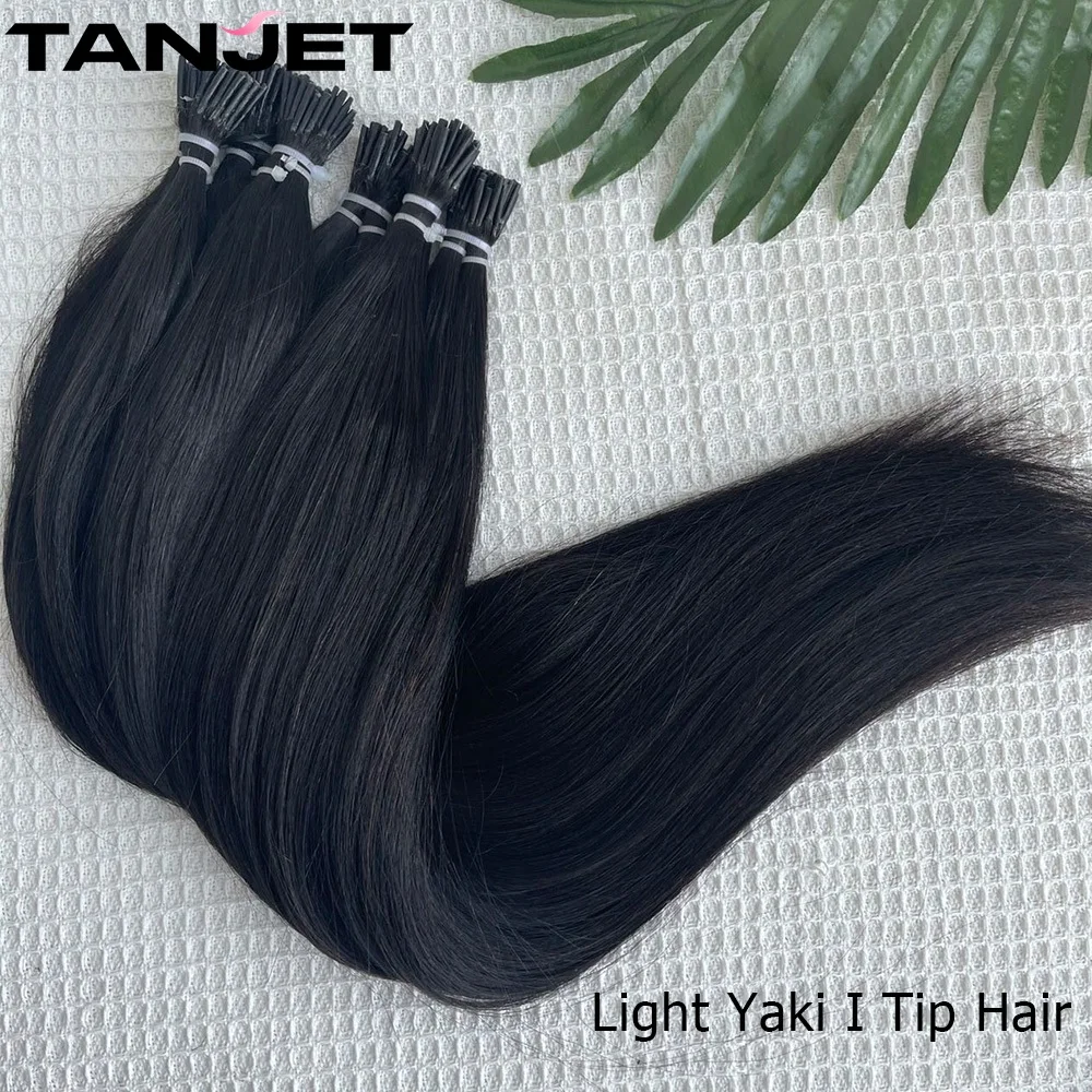 Natural Yaki Straight I Tip Microlink Hair Extensions Human Hair Black Women Italian Keratin Capsule Micro Ring Hair Extension