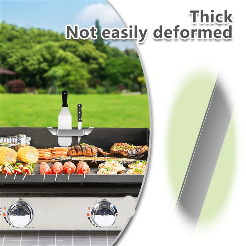 AAAF 2PCS Teglia da forno in acciaio inossidabile Spatola Ganci Porta spatola Griglia Barbecue Strumento Rack Hold Rack Piastra