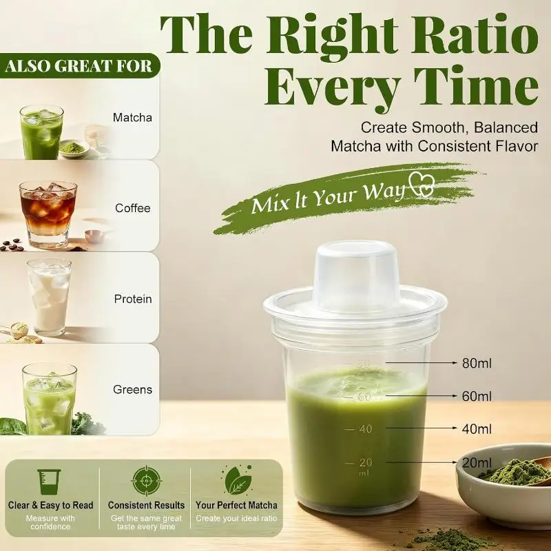 1/3Pcs Easy To Shake 80ml Matcha Brewing Bottle Portable Tea Bottle Mini Matcha Shaker For Daily Use