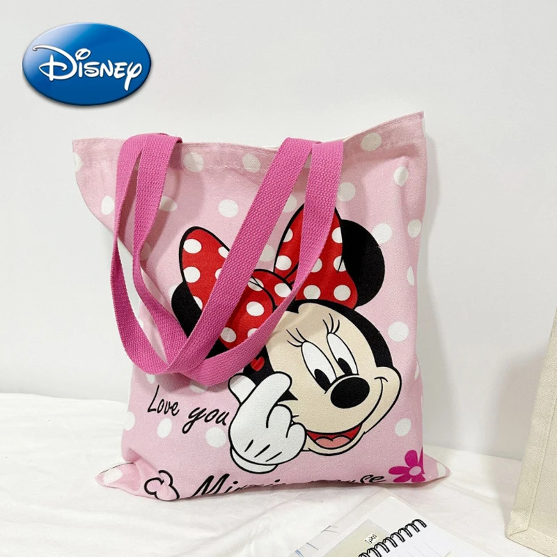 

Disney Mickey Minnie Mouse Canvas Shoulder Bag Cartoon Fashion Casual Handbag Large Capacity Beach Crossbody Bags Girls Women