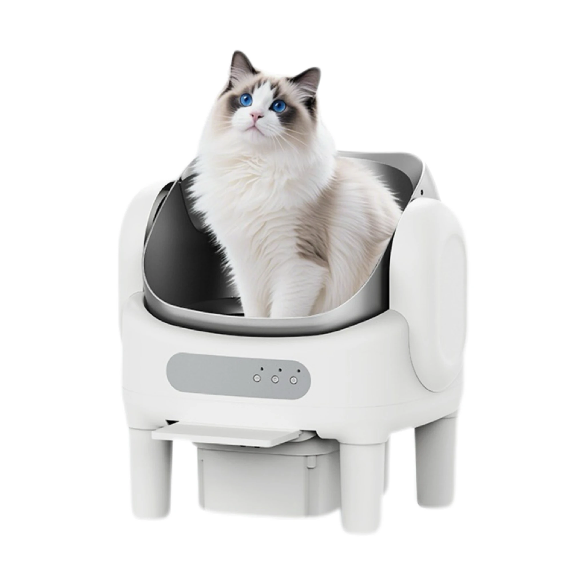 Smart Automatic Self-Cleaning Stainless Steel Cat Litter Box APP Remote Control Large 74L Capacity Safety Protection Open Top