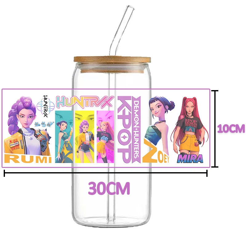 HUNTRX k-pop dtf شيطان الصيادين التفاف نقل الكؤوس ملصق مائي رومي kpop يطبع Uvdtf زجاجة هنتركس ملصق Uv Dtf سيارة k البوب يلتف #6