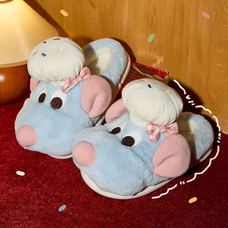 

Ratatouille Remy Mouse Cotton Shoes Cartoon Cute Warm And Anti Slip Women's Home Cotton Slippers Movie Peripheral Girl Gift
