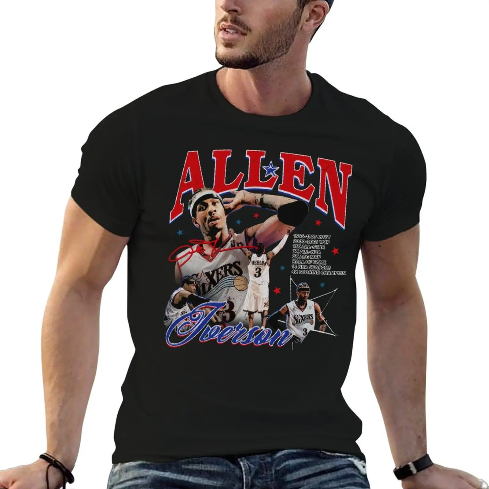 

t shirts cotton 90s Vintage 100% cotton Allen shirts man t Iverson T-Shirt
