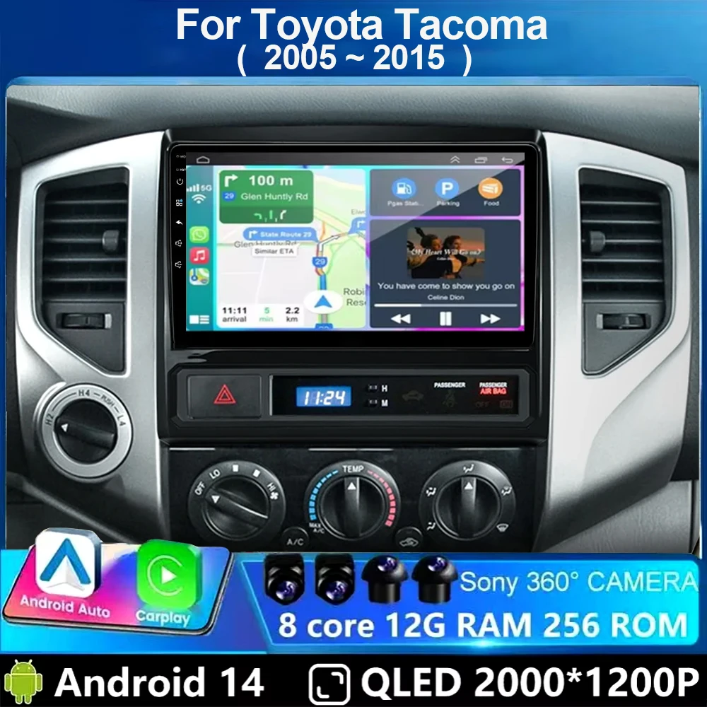 

9” WIFI Android 14 Car Radio For Toyota Tacoma 2 Hilux 2005-2015 Multimedia Player Wireless Carplay Android Auto Stereo GPS DSP