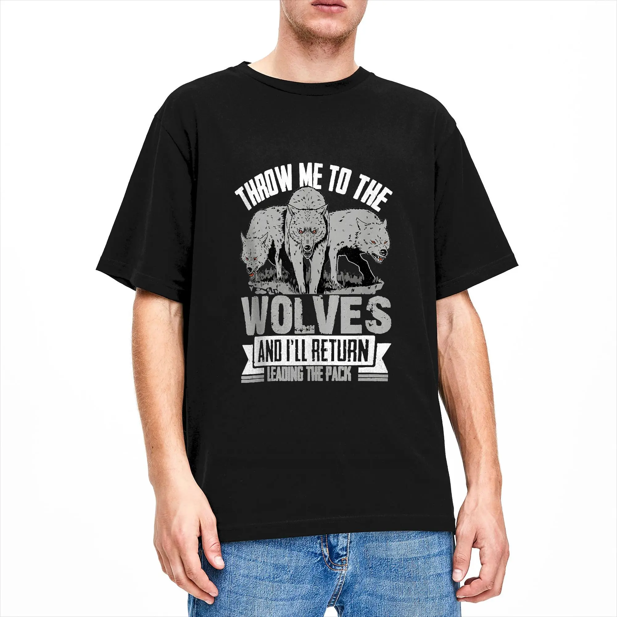 Throw Me to The Wolves Leading The Pack Alpha Wolf Design T-Shirt Summer  Hip Hop T-Shirts 100% Cotton O Neck Plus Size Tees