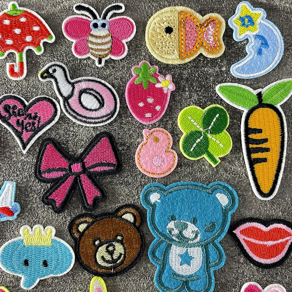 Children Cartoon Flowers Rabbit Iron on Patches for Clothing Embroidered Sewing Applique Repair Damage Decoration Modify Patch