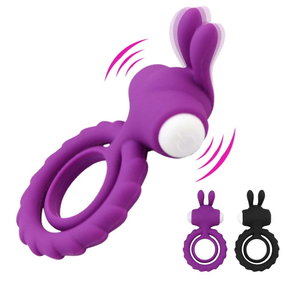 Doppio anello vibrante per pene Anello per pene Anello per pene in silicone morbido Giocattoli adulti per uomini per coppie che migliorano l'erezione più dura