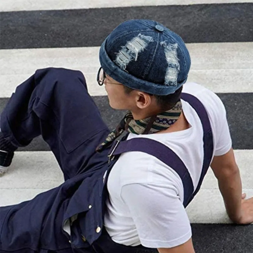 

Fashion Adjustable Brimless Hat for Men Breathable Sun-protective Docker Cap Versatile Casual Landlord Cap Spring Summer