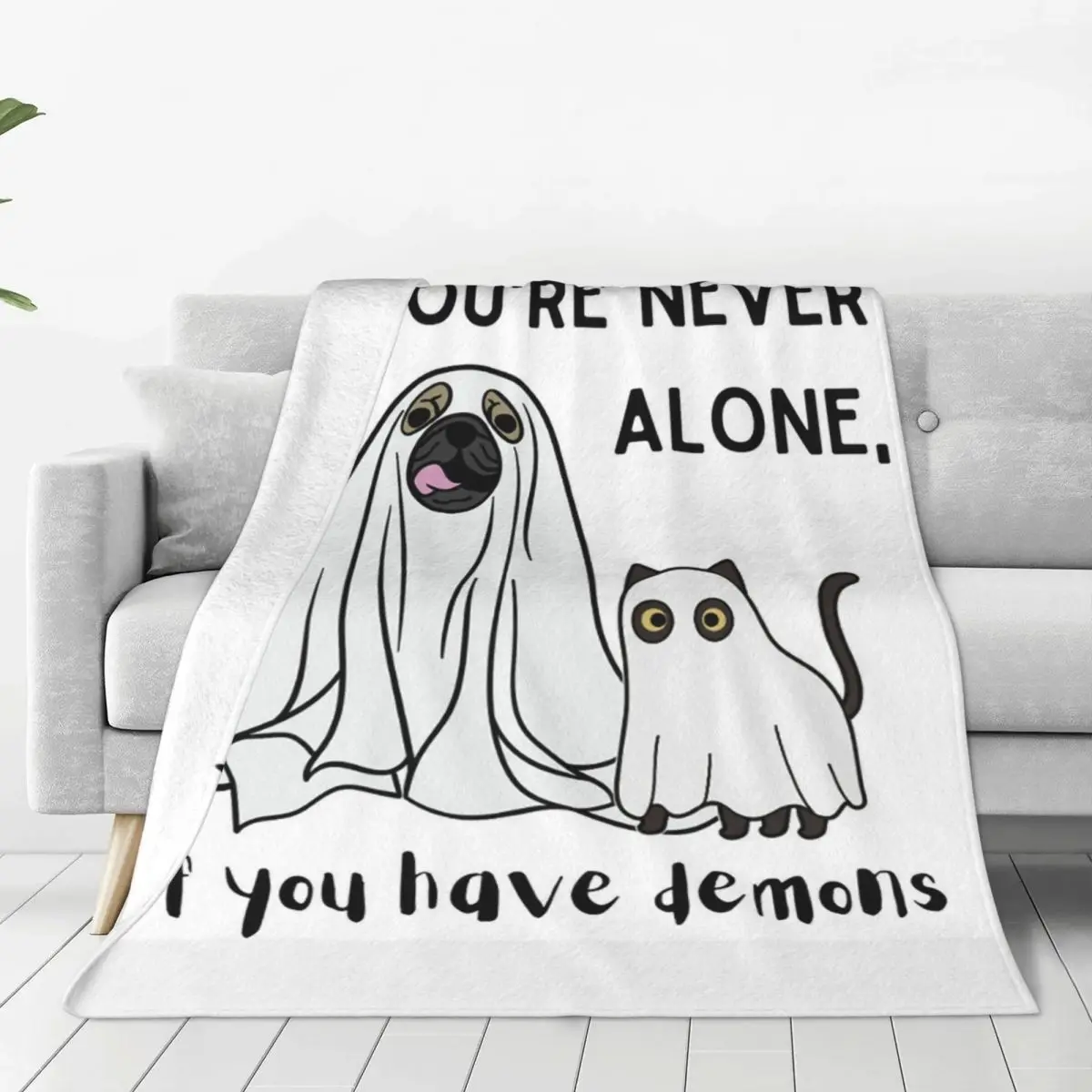 You're Never Alone Blankets Flannel Portable Sofa Throw Blankets For Couch Bedding Outdoor Throws Bedspread Quilt