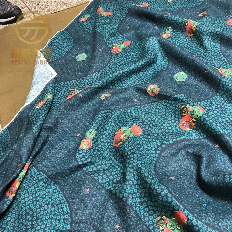 LBS High Quality Natural 100% Pure Linen Digital Printed Fabric For Sewing Cloth Dresses Robe Summer Thin DIY Handmade Designer