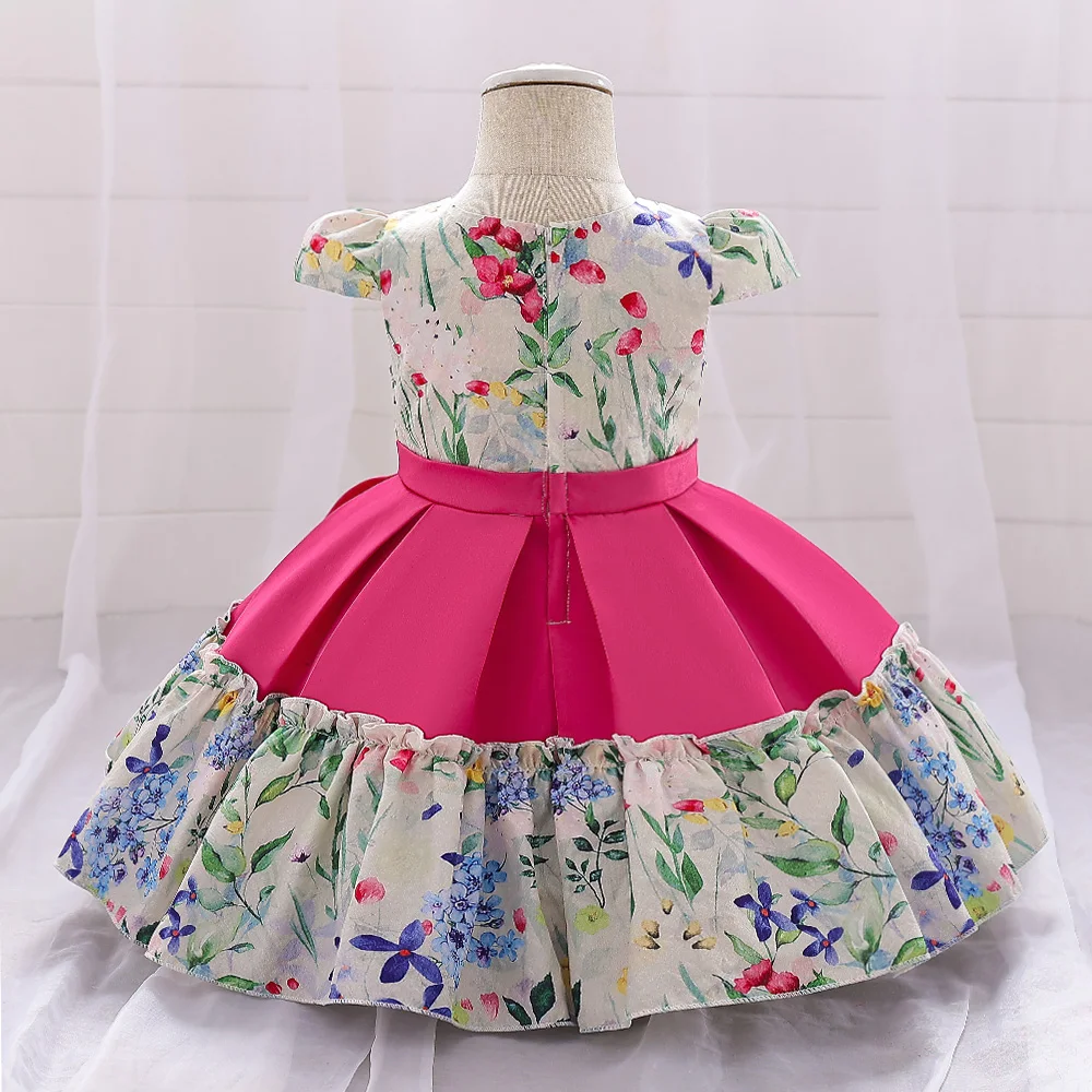 Baby Girl Party Dresses Toddler 1 Yrs Birthday Wedding Ball Gown Bow Princess Kids Dress for Girl Flower Bridemaid Prom Clothing