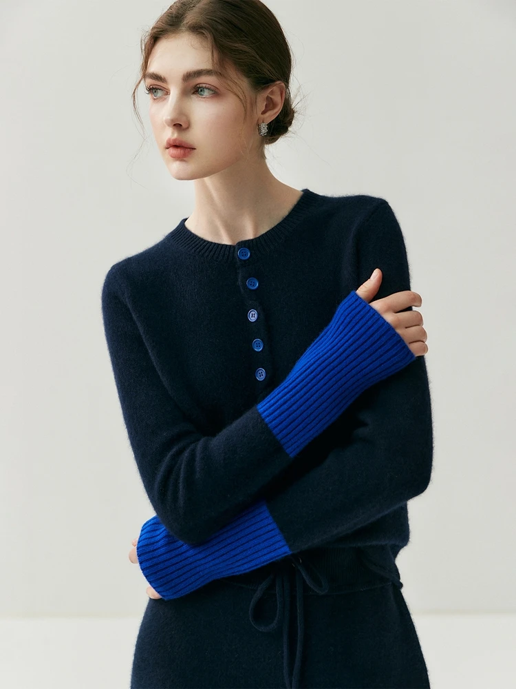 CHICUU Dámský svetr s dlouhým rukávem a kardiganem, 100% kašmírový svetr, podzimní a zimní základní kabát s dlouhým rukávem a kašmírovým kardiganem - náhled 3