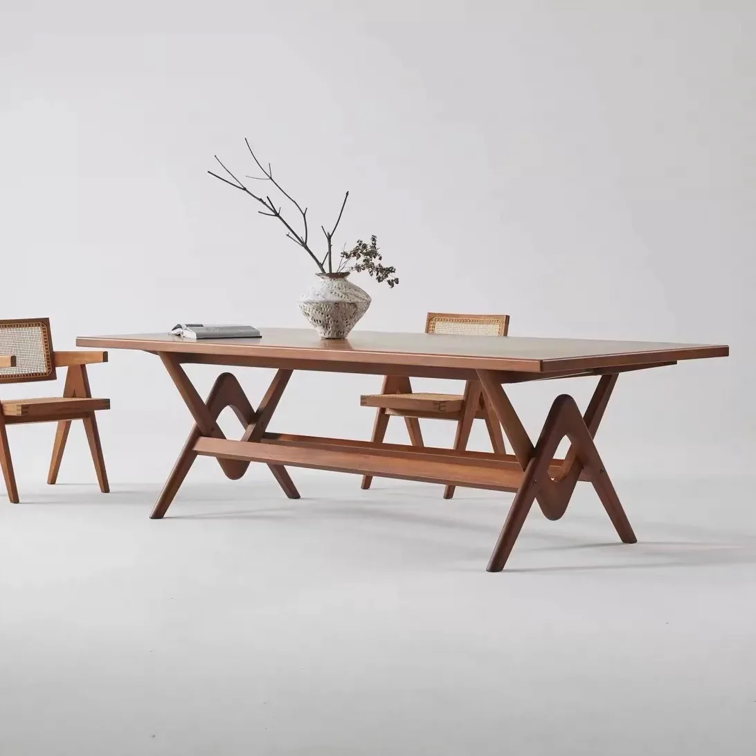 

All solid wood dining table ash wood home living room long table designer workbench to negotiate creative desk simple tea table