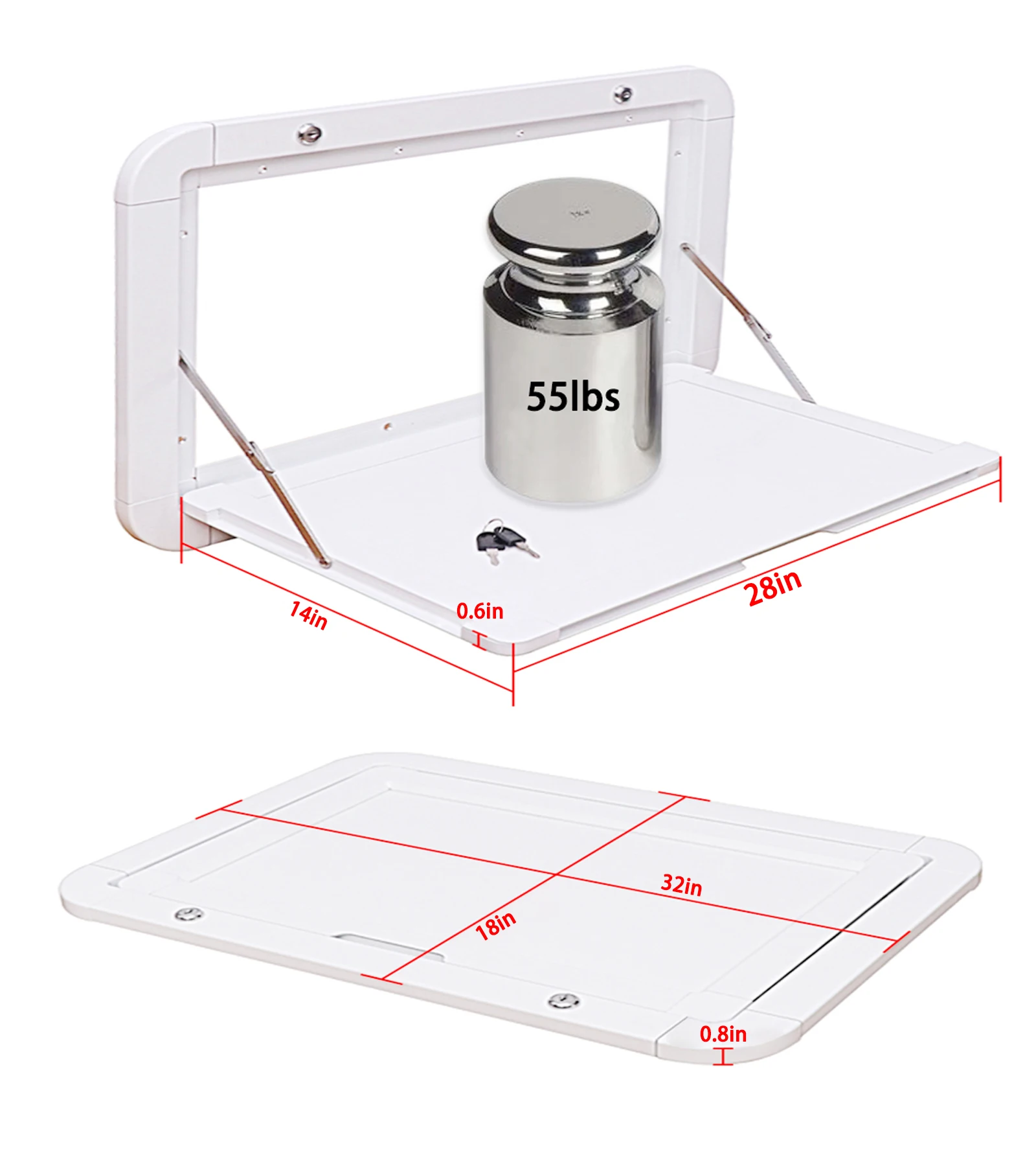 Mesa plegable para RV, 800x400CM/31.5x17,7 pulgadas, mesa de picnic al aire libre para camper y RV, mesa de pared plegable, kit bloqueable