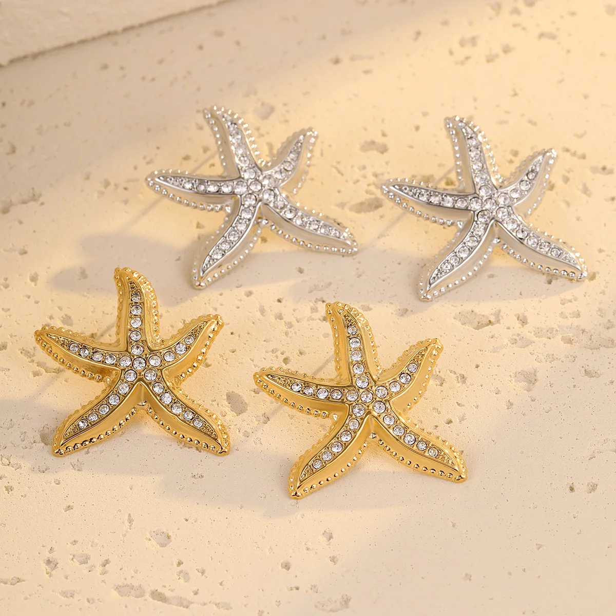 Cz stone pave sea star statement earrings stainless steel earrings for women sea animal ocean theme jewelry new in 2025