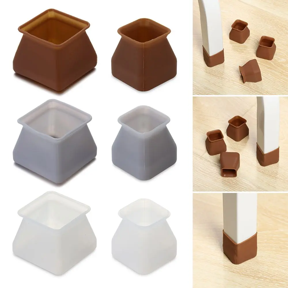 Floor Protectors Brown Color White Grey Chair Leg Caps Silicone Table Cover Square