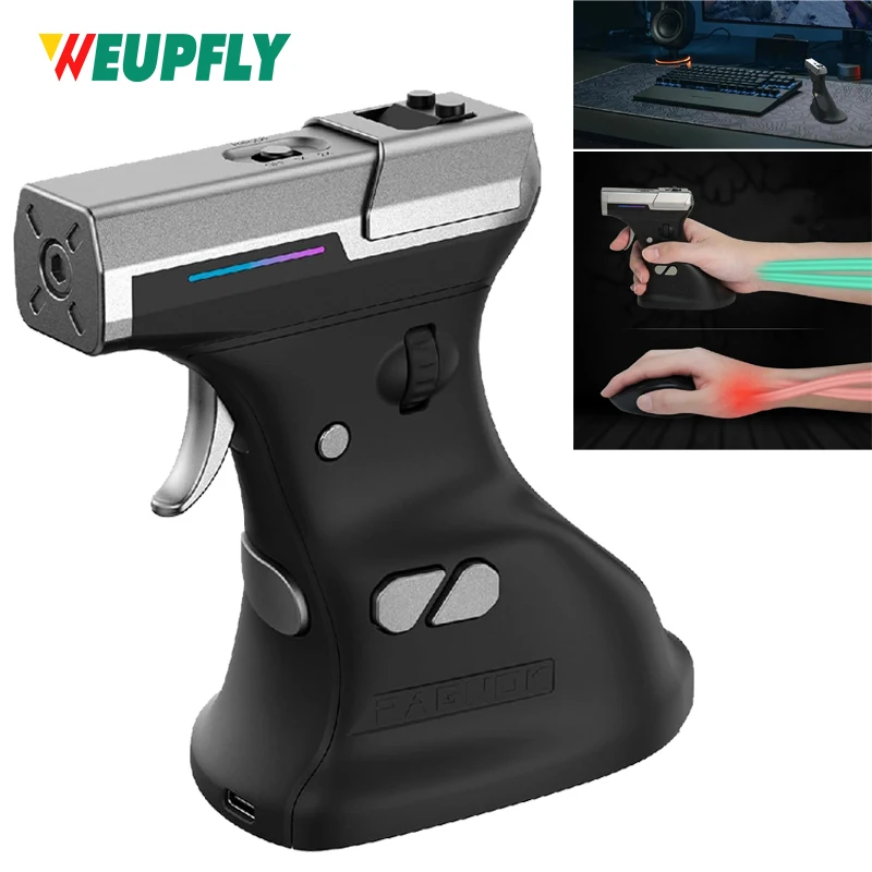 1 unidade de rato para jogos FPS com efeito de recuo – rato vertical ergonómico com design de empunhadura de arma de FPS, sem fios/com fio, USB, para 