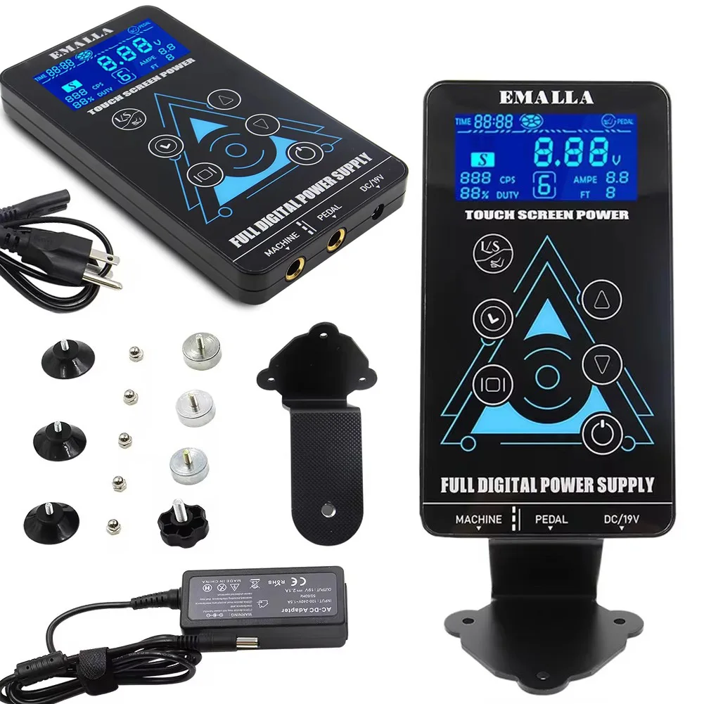 

EMALLA Tattoo Power Supply Digital LCD Tattoo Supplies Touch Screen Tattoo Power supplies for Tattoo Machine