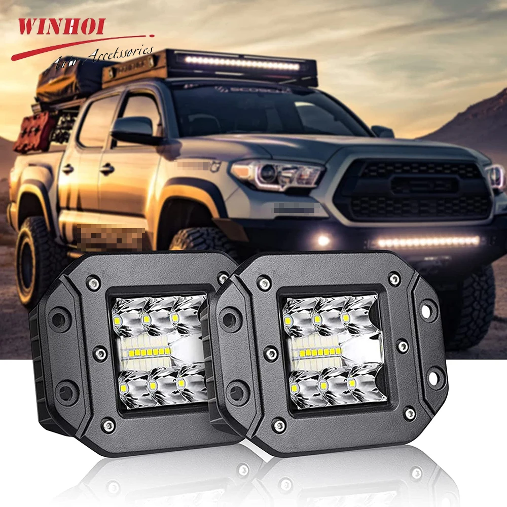 

48W/39W 5 Inch Flush Mount Work Light Led Spot Flood Light Bar Aluminum Bright Beam Fog Lamp for Jeep 4x4 Off Road Truck Trailer
