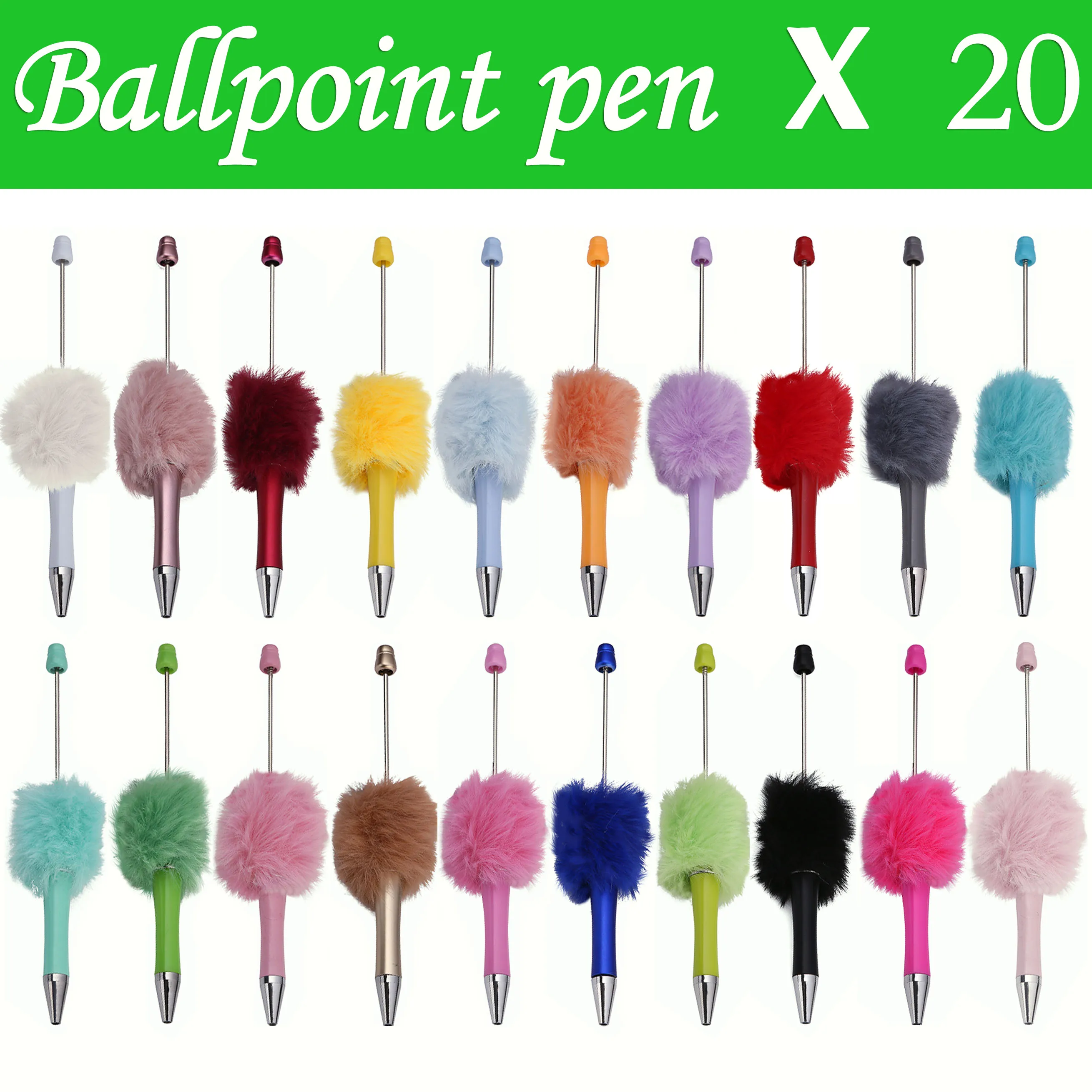 

20Pcs New plush beaded pen beaded DIY ballpoint pen plastic can be strung school office writing supplies stationery wedding gift