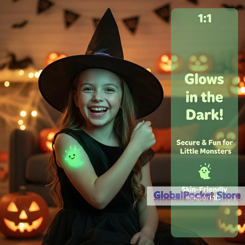 Fun Kids Party Sticker That Is Glow In The Dark Waterproof Sweatproof Halloween Temporary Tattoos For Trick Or Treat Events