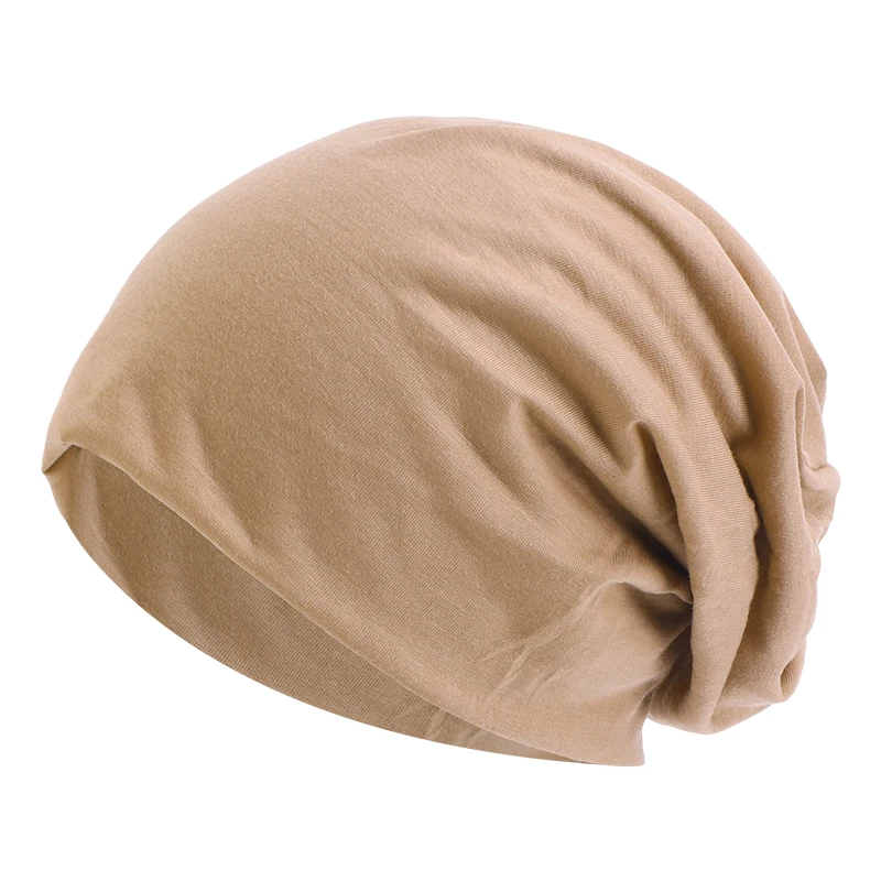 New Beanie Hat for Women Man Autumn Winter Elastic Casual Solid Color Slouchy Chemo Cap