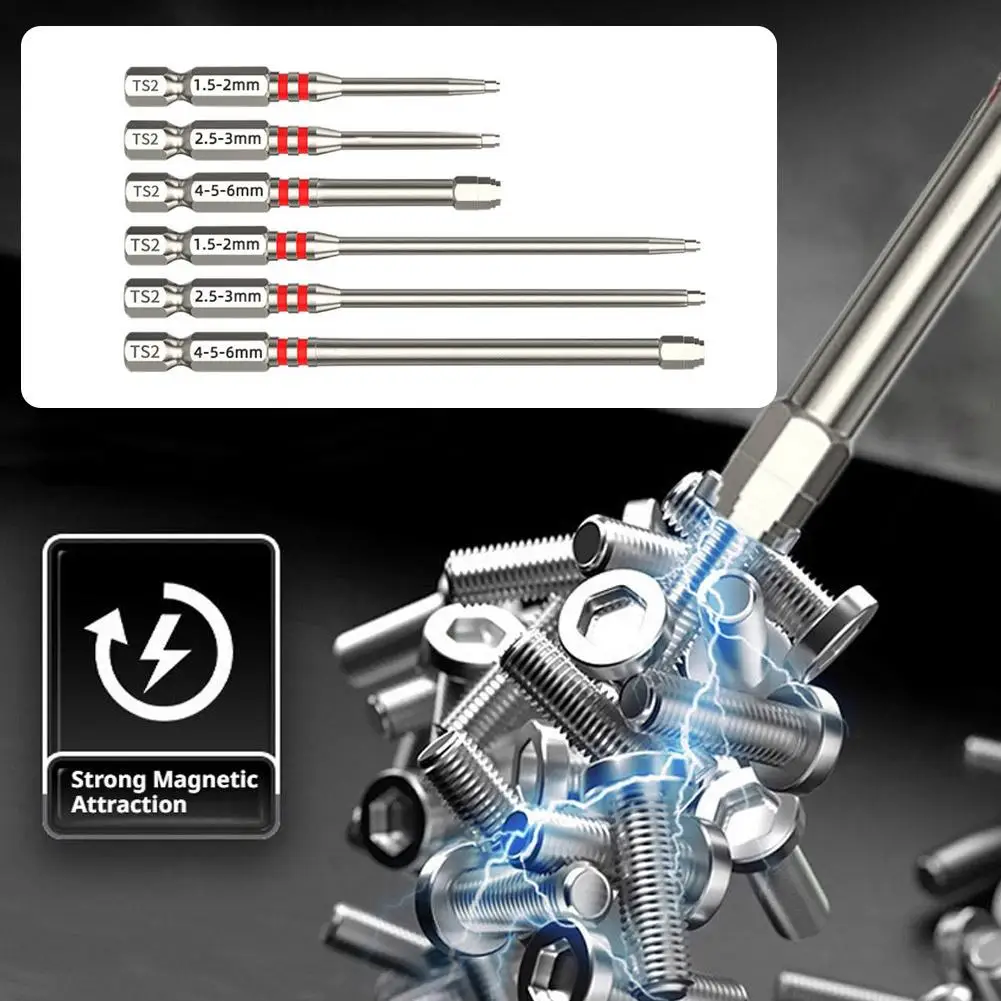 6-teiliges Pagoda-Treppen-Sechskant-Schraubendreher-Bit-Set, S2-Legierungsstahl-Sechskant-Bits, magnetische Spitzen in verschiedenen Größen für Elektrobohrmaschinen und Schraubendreher