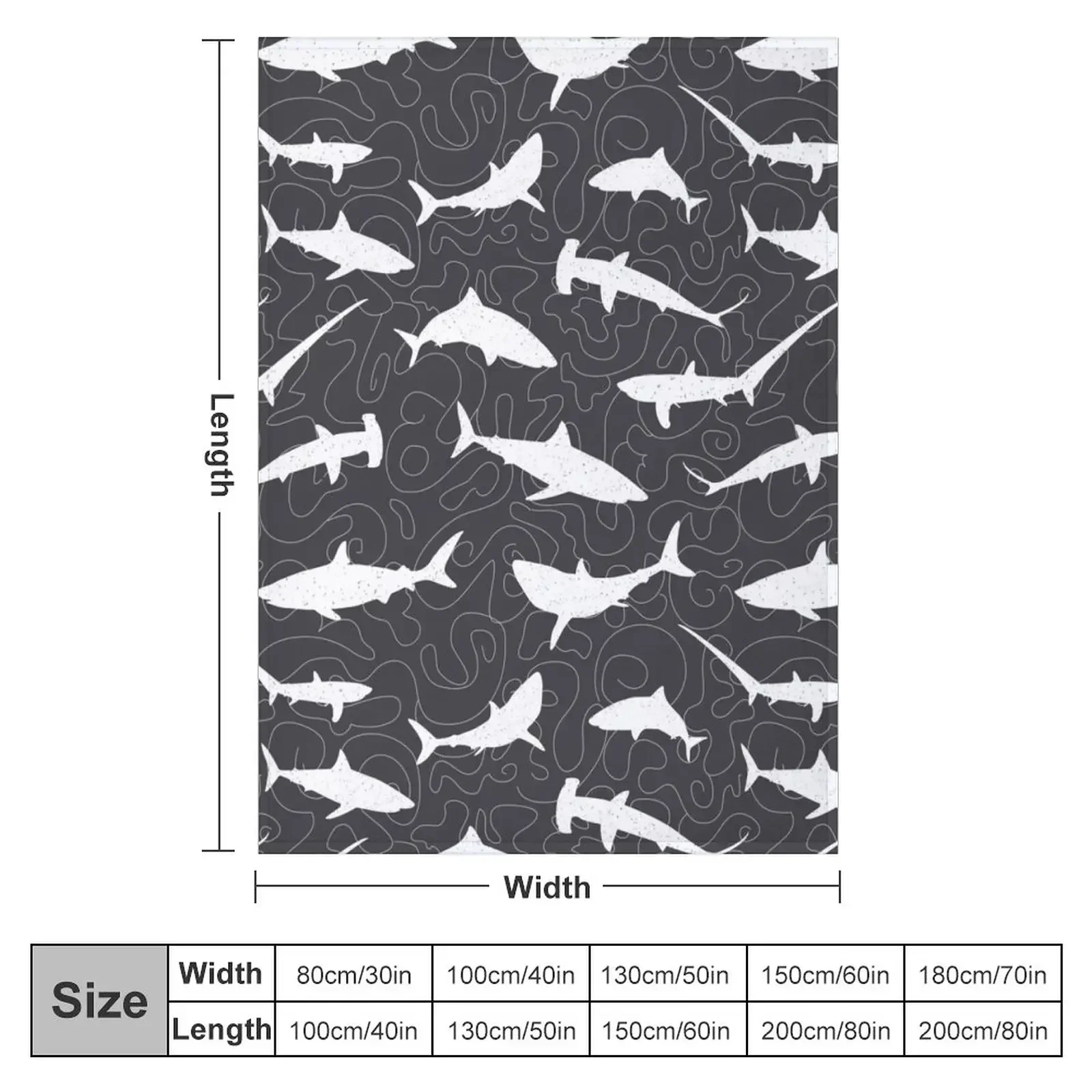 Shark Frenzy Pattern on Charcoal Grey Throw Blanket Kid'S bed plaid Personalized Gift Designers Giant Sofa Blankets