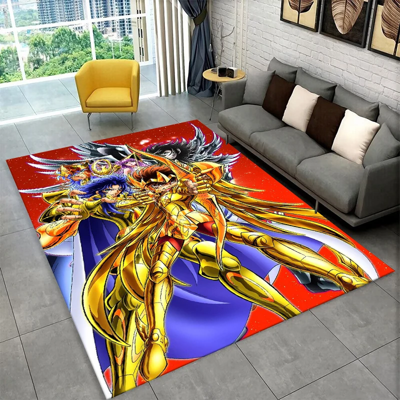 

Ретро-ковер с изображением аниме-персонажей Saint Seiya для игровой комнаты, спальни, гостиной, дивана, домашнего декора, детский коврик, нескользящий напольный коврик