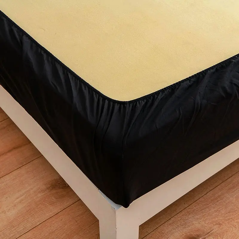Black Fitted Sheet Home Bed Linen 90x200 Bed Cover with Elastic Band Tampa De Colchão Double Bedsheet (Pillowcase Need Order)