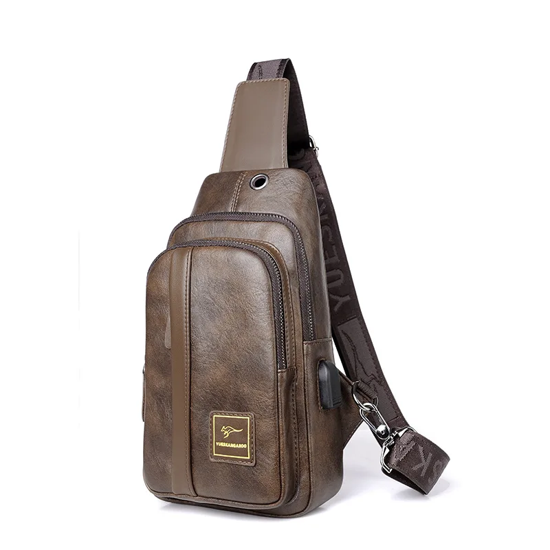 Bolso de pecho Vintage de cuero genuino para hombre, bandolera de gran capacidad para viaje, senderismo y negocios