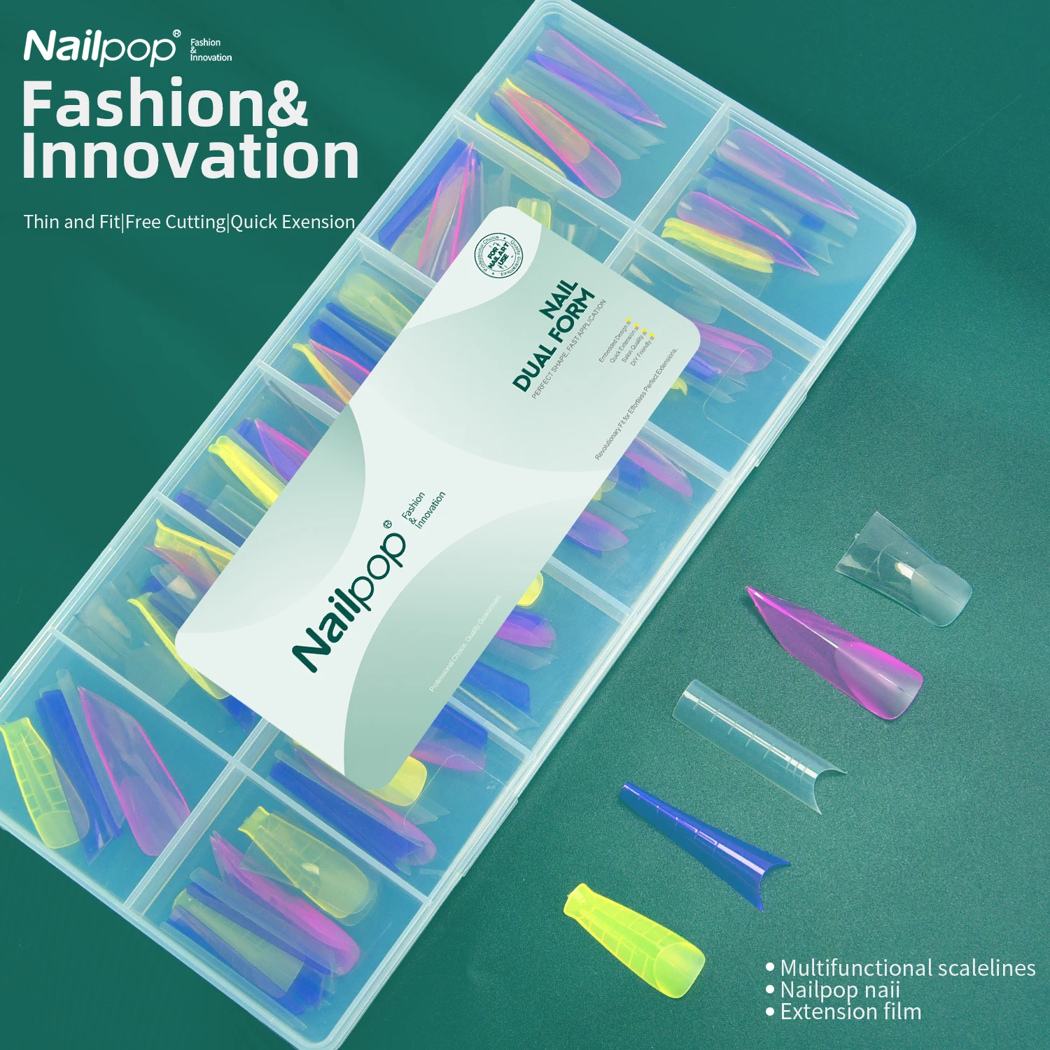 

Nailpop Color Nail Dual Form Set Quick Builder Acrylic Extension Mold Salon DIY Nail Art Full Cover Top Forms 288/120/122pcs