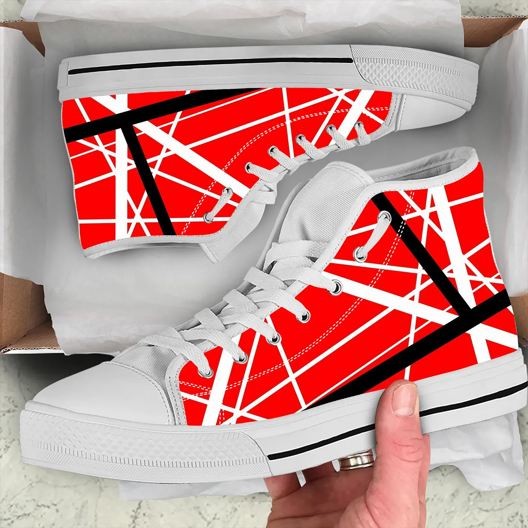 

Van EVH 5150 STRIPES Halen Harajuku, легкие высокие парусиновые туфли для мужчин и женщин, повседневные дышащие кроссовки, кроссовки, повседневная обувь