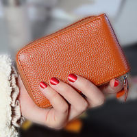 Vintage Women Pu Leather Card Holder Mini RFID Men Coin Wallet with Zipper Bank Credit Card Organizer Card Case