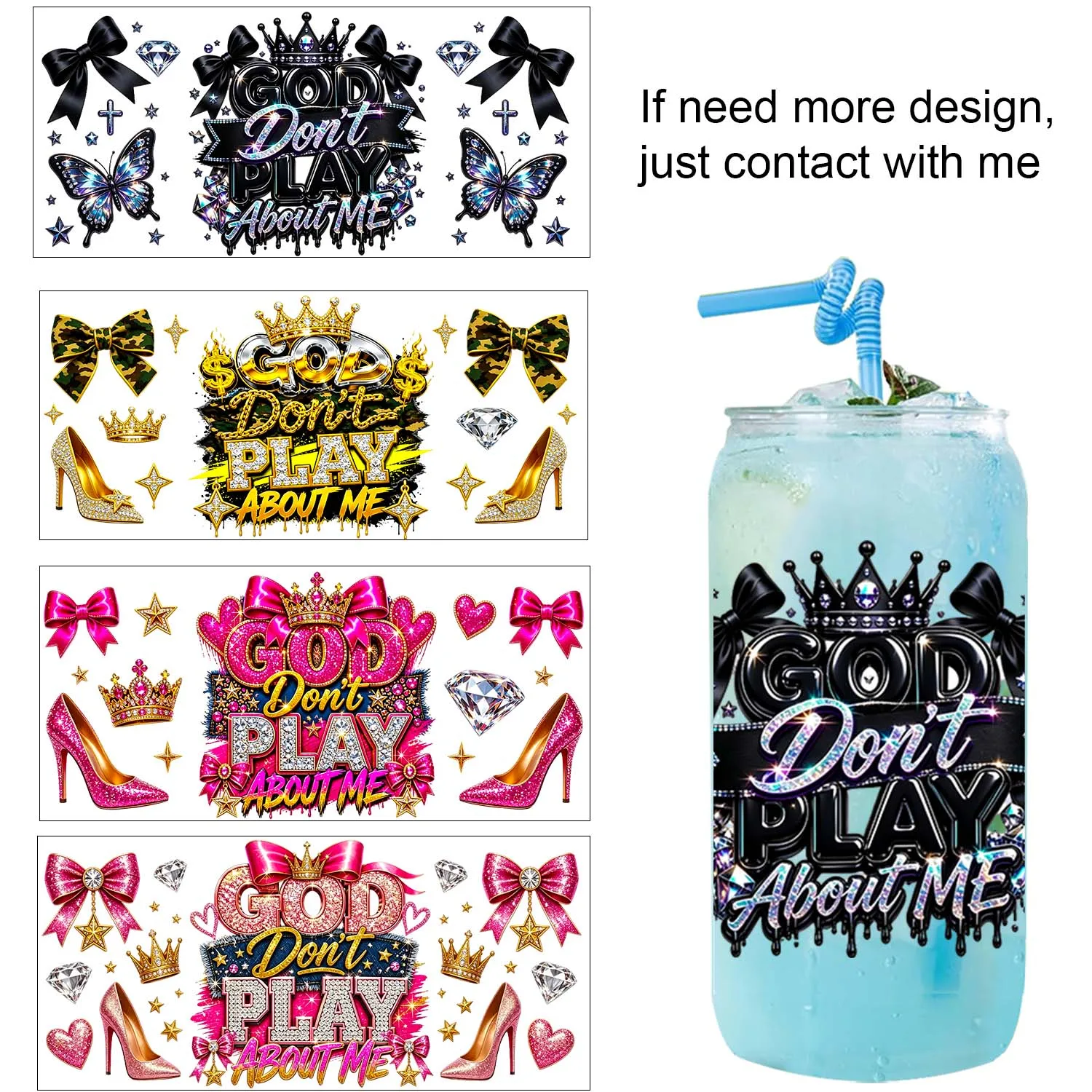1/5PCS God Bless You Rub On 16oz Uvdtf Sticker waterproof DIY Decals 3D transfers uvdtf tumbler stickers 16oz uv dtf cup wraps