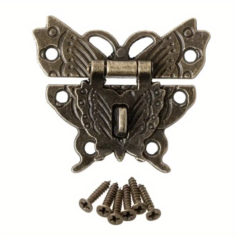 5Pcs Wooden Jewelry Box Case Lock Pad Chest Lock For Box Accessories Retro Vintage Butterfly Latch Hasp