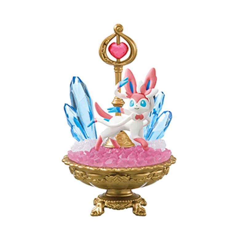 6pcs/set Genuine RE-MENT Pokemon Gem Collection 02 Sylveon Dragonair Action Figure Model Toys Gift for Birthday Children