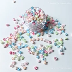 50pcs 3D Kawaii Camellia Nail Art Charms Japanese Colorful Mixed Rose Flower Nail Decoration DIY Acrylic Rhinestones Accessories