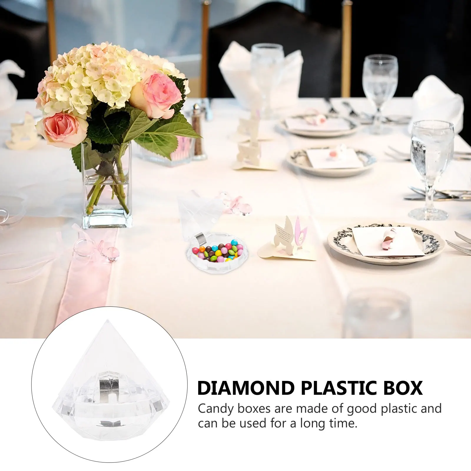 

Creative Plastic Box Packaging Diamond Treat Container Candy Holders Party Favors Wedding Baby Shower Birthday Storage Boxes